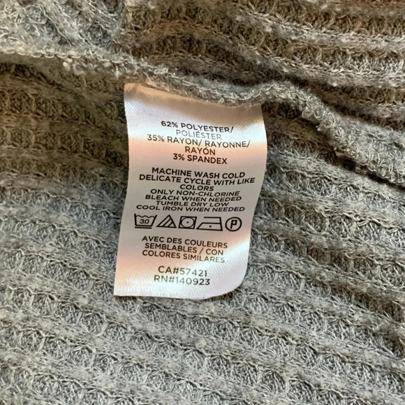 LOFT Grey Waffle Knit Oversized Pullover Tunic Sweater Cowl Neck sz S - Picture 6 of 7